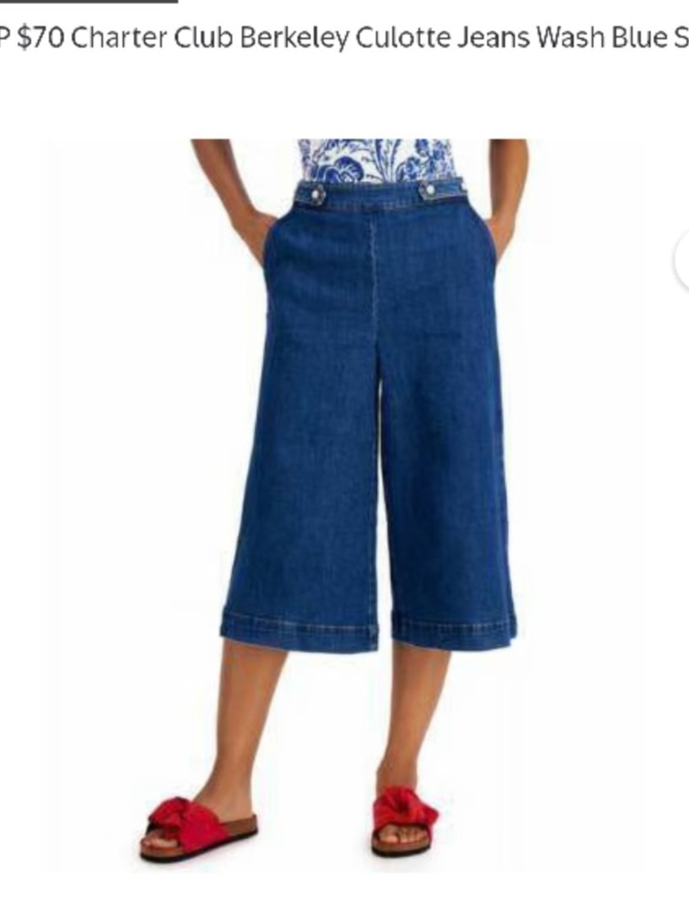 Charter Club Wash Blue Culotte Jeans